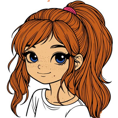 realistic girl with ponytail
