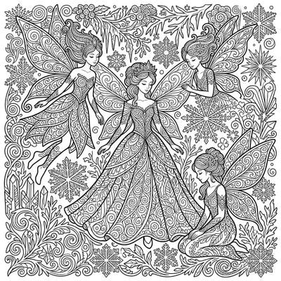 Step into a world of icy enchantment with our Zentangle Winter Fairies coloring page. Discover intricate patterns and serene scenes perfect for a relaxing creative escape.