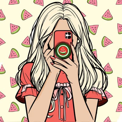 a realistic girl holding her phone taking pictures