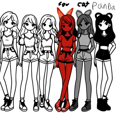 a group of girls wearing crop tops and shorts
