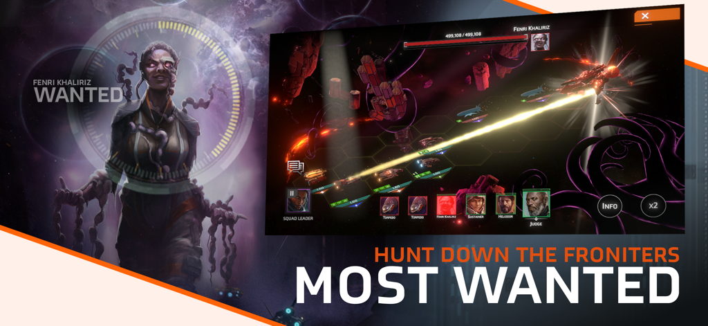 Tactical space combat and bounty target profile in Starborne Frontiers