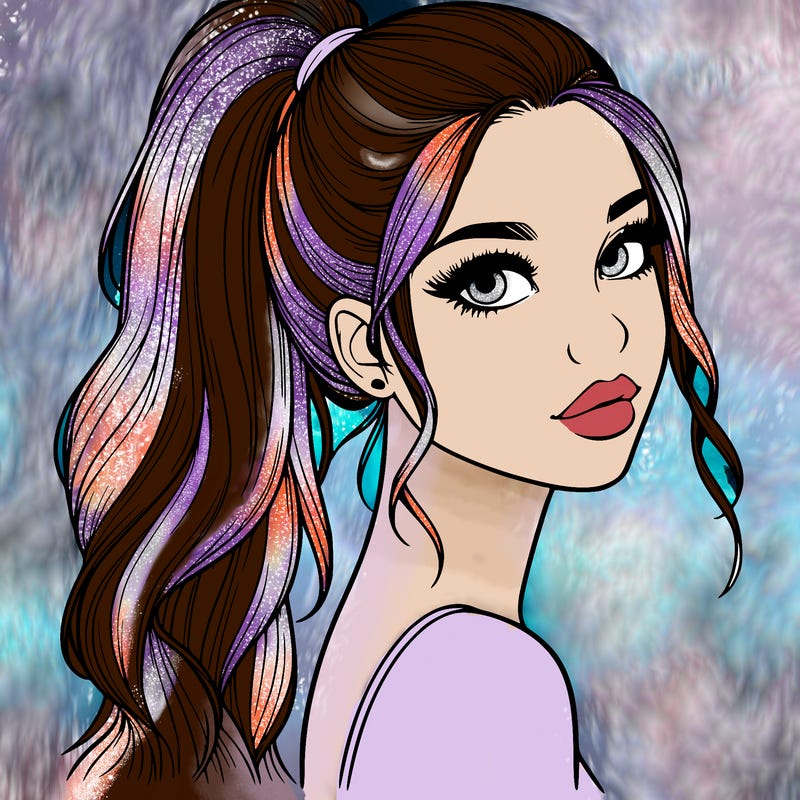 realistic pretty girl with high pony tail
