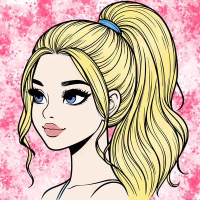 realistic girl with a high ponytail