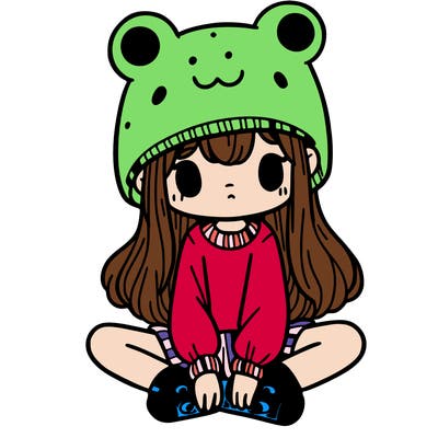a girl wearing a frog hat and some frog socks