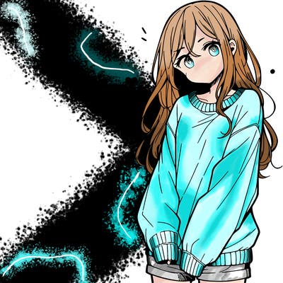 manga teen girl  in a sweater and baggy pants