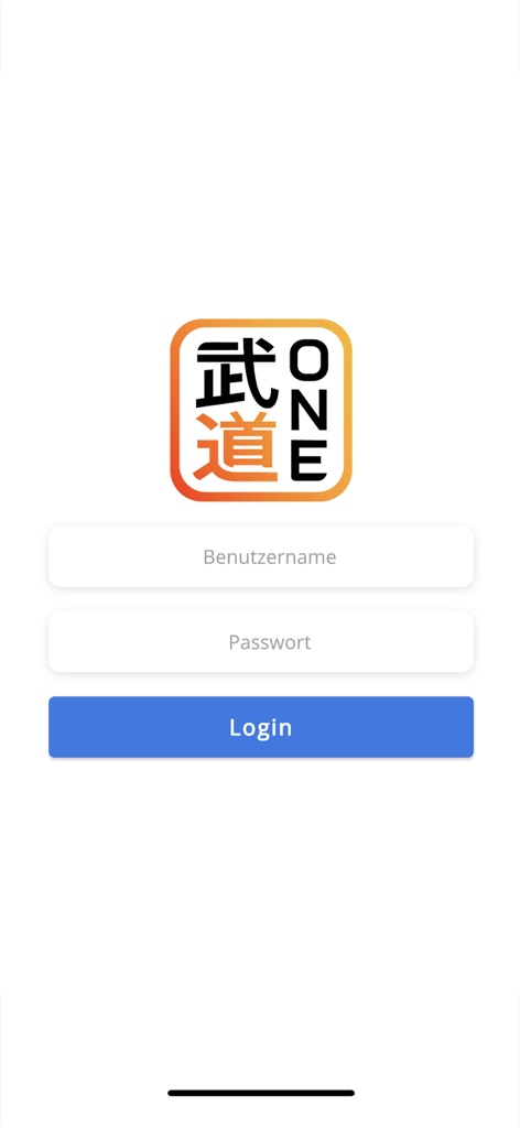 Login screen of the budoo one martial arts management app