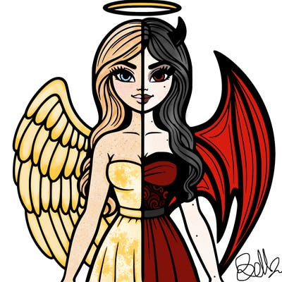 realistic angel half devil