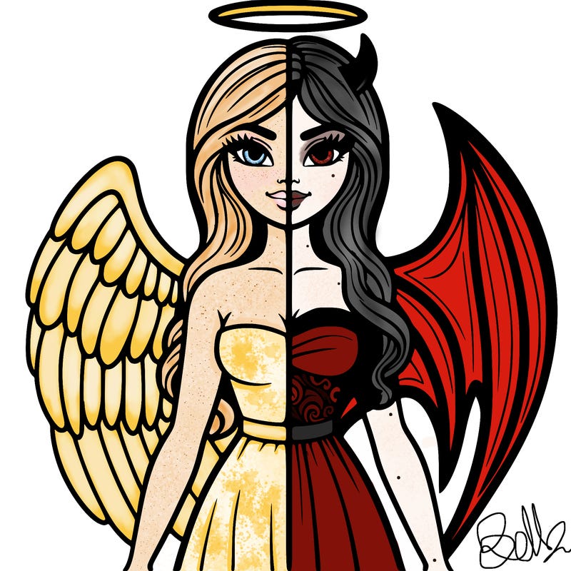 realistic angel half devil