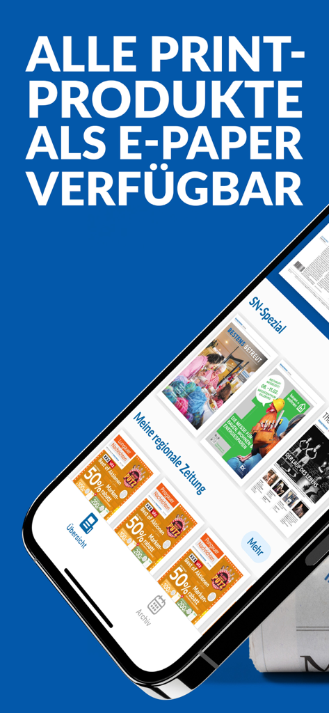 Salzburger Nachrichten - Smartphone screen of the Salzburger Nachrichten app featuring a selection of digital newspapers and regional editions