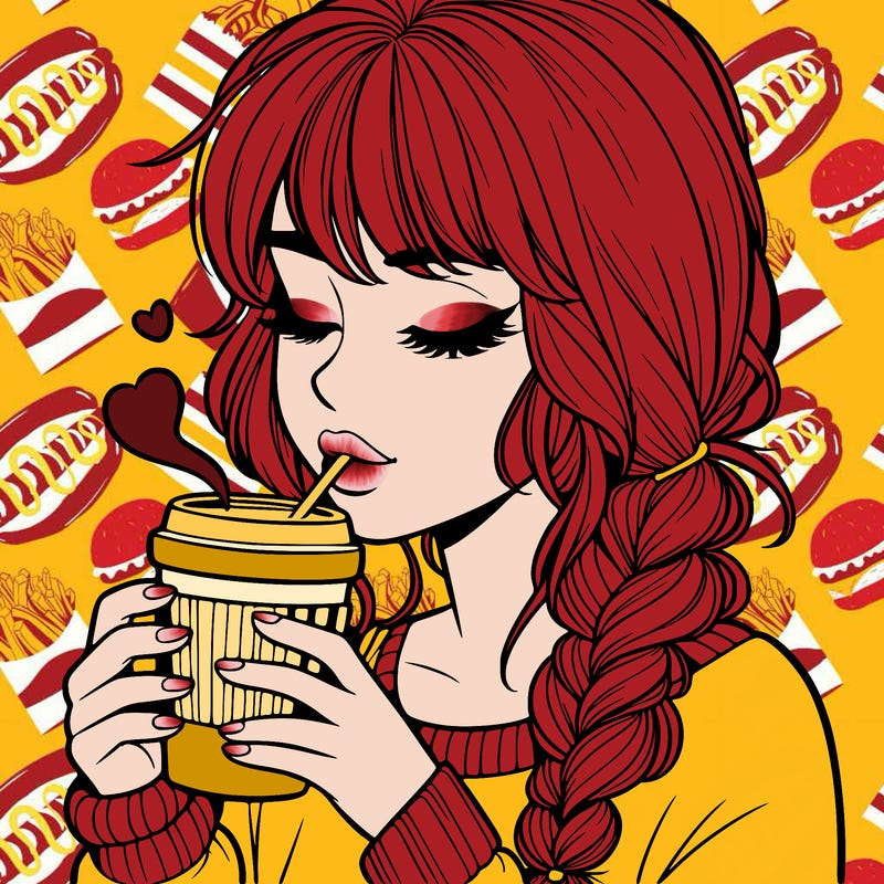 realistic girl drinking coffee