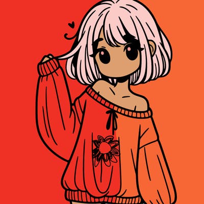 girl in baggy sweater hanging off her shoulder