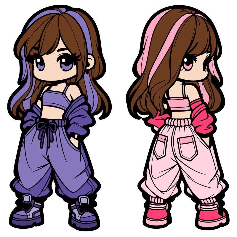 girl in crop top and baggy pants