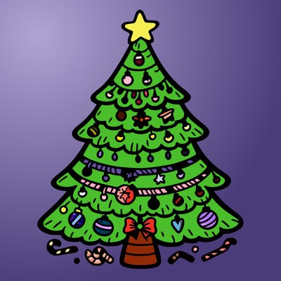 christmas tree with lots of details