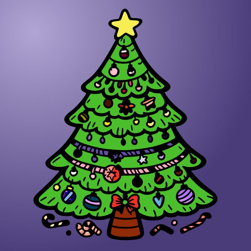 christmas tree with lots of details