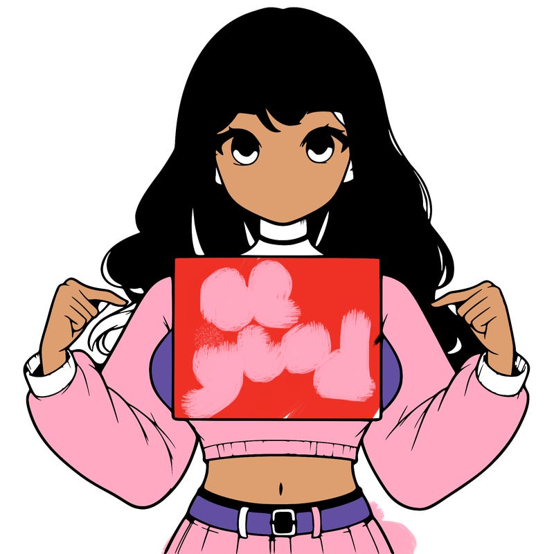 girl holding a blank sign in a long sleeve crop top