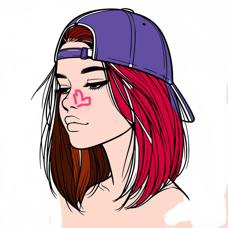 realistic  girl with a backwards hat