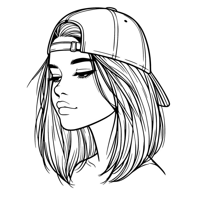 realistic  girl with a backwards hat