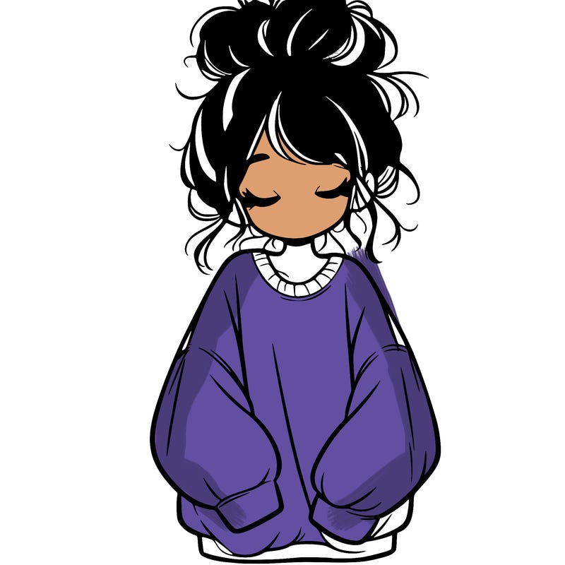 girl with baggy sweatshirt and messy bun