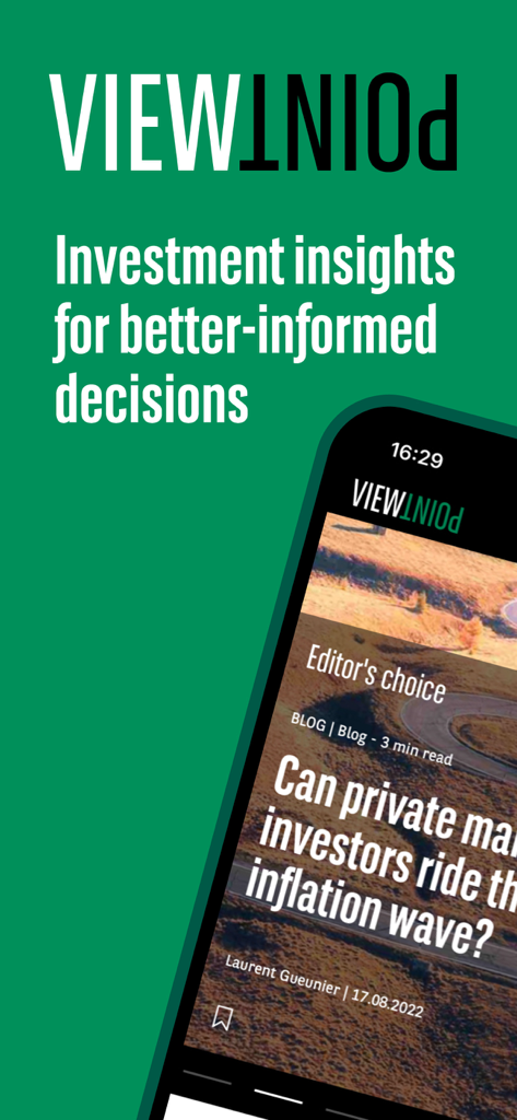 Splash screen of Viewpoint by BNP Paribas app featuring investment insights for better-informed decisions