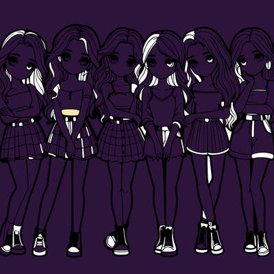 a group of girls realistic