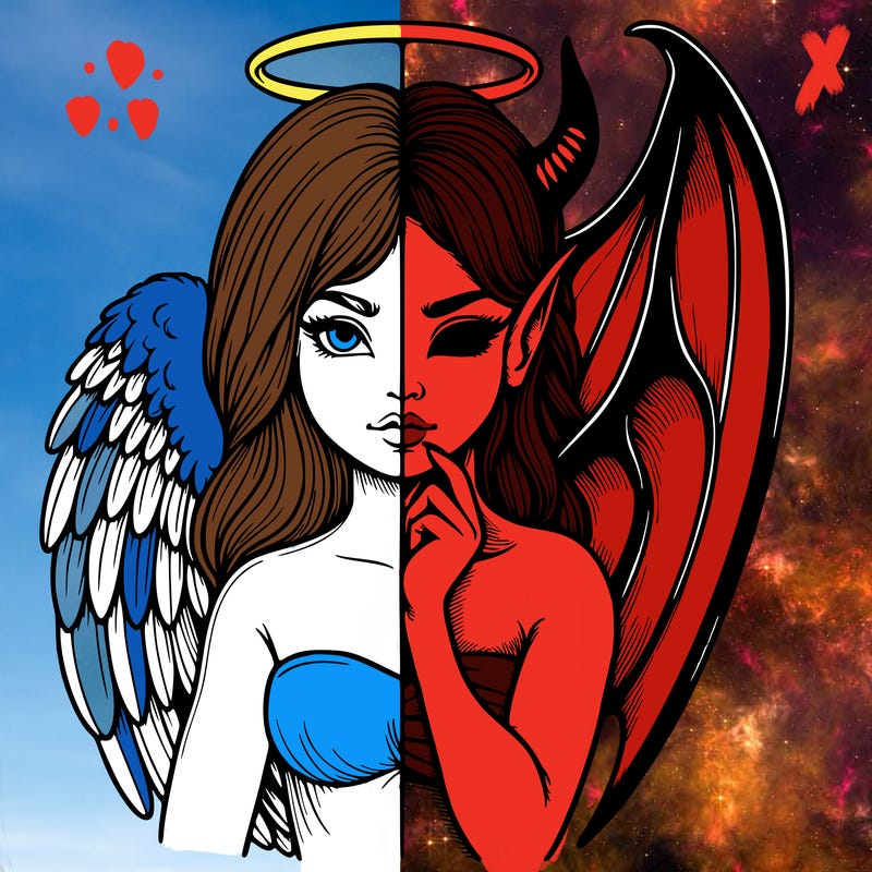 realistic angel half demon