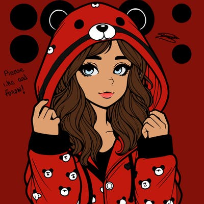 realistic girl in a animal pjs hoodie