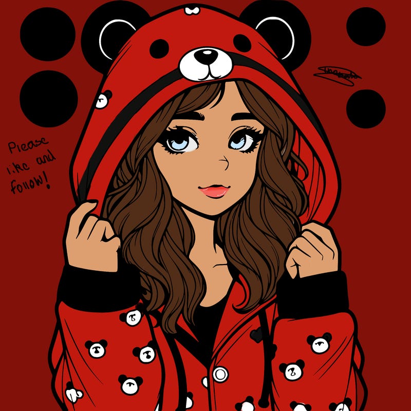realistic girl in a animal pjs hoodie