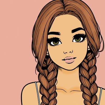 realistic girl with braids