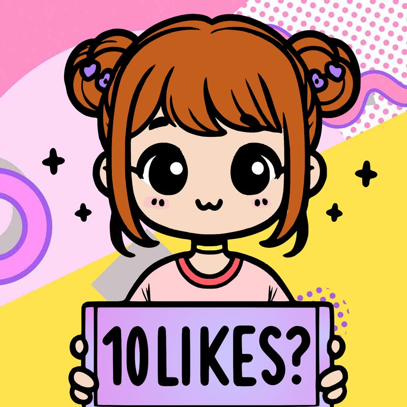 cute girl that is holding a sign that says 10 likes?