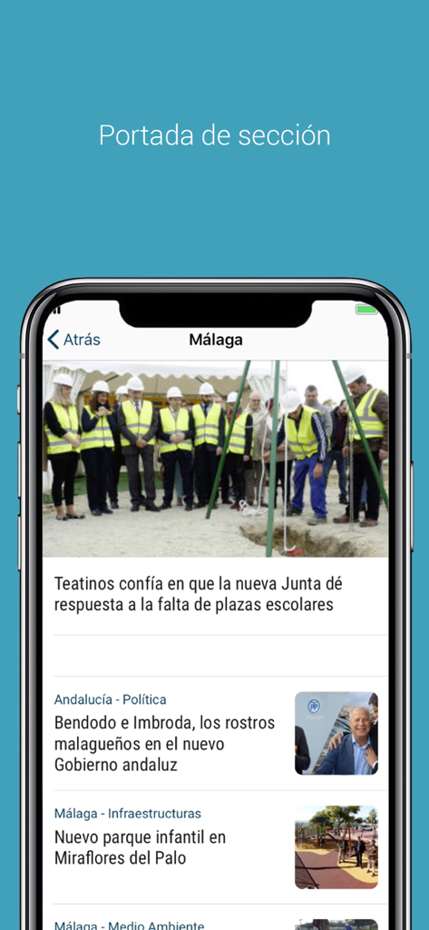La Opinión de Málaga - Schermata dell'iPhone che mostra la sezione di notizie locali dell'app La Opinion de Malaga con articoli su politica e infrastrutture