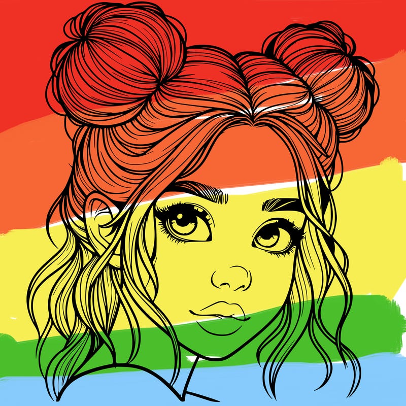 realistic girl with hair buns on her head