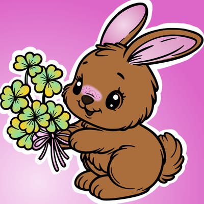 bunny with a bunch of clover