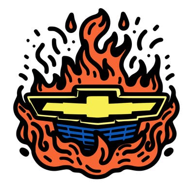 chevrolet emblem with fire