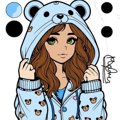 realistic girl in a animal pjs hoodie