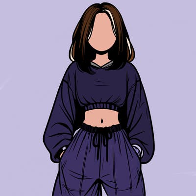 realistic girl faceless with baggy pants and a crop top