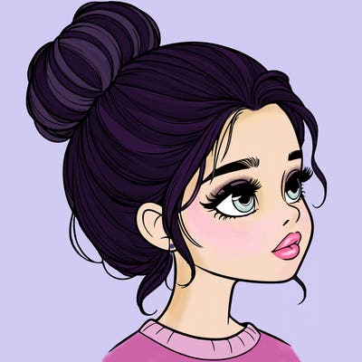 realistic girl with bun