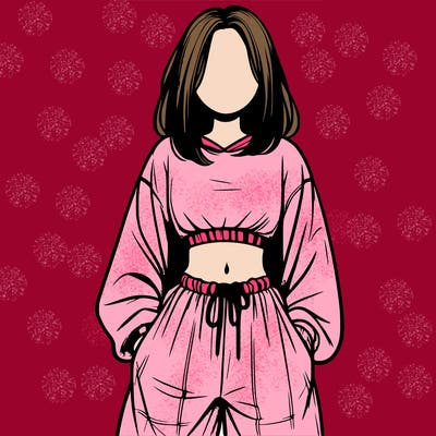 realistic girl faceless with baggy pants and a crop top