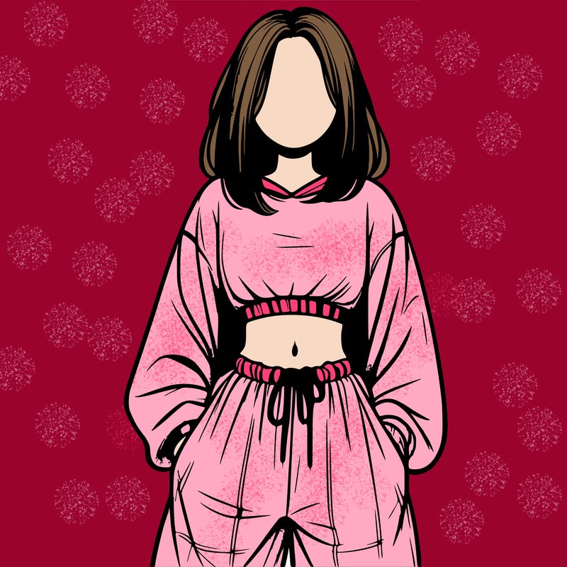 realistic girl faceless with baggy pants and a crop top