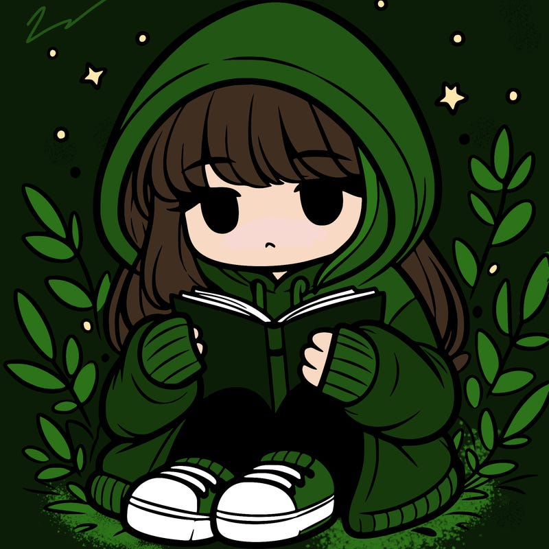 girl in oversized hoodie reading a book