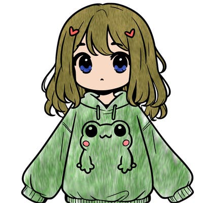 girl wearing frogging sweatshirt