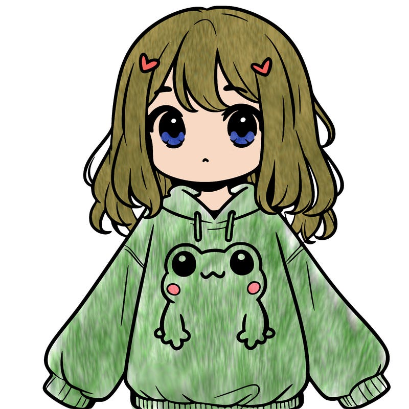 girl wearing frogging sweatshirt