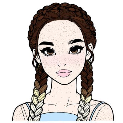 realistic girl with braids