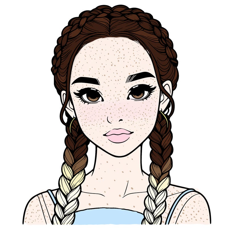 realistic girl with braids