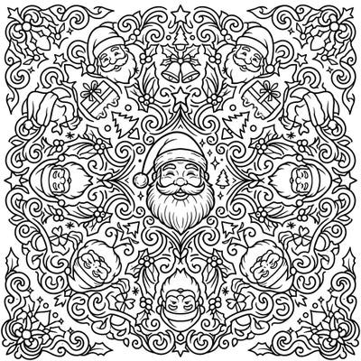 Dive into the holiday spirit with this captivating Santa Claus mandala. This intricate design combines the joy of Christmas with the calming symmetry of a mandala, perfect for a relaxing coloring session.