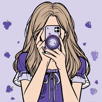 a realistic girl holding her phone taking pictures
