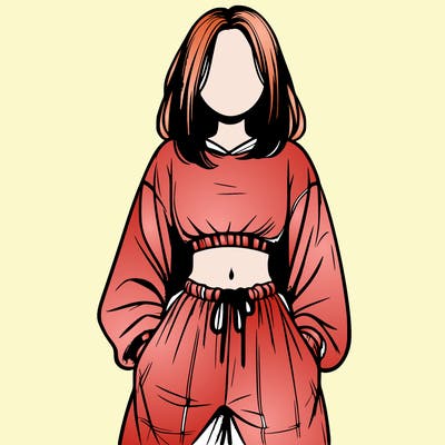 realistic girl faceless with baggy pants and a crop top