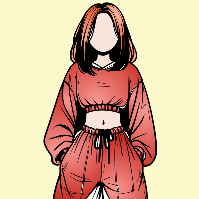 realistic girl faceless with baggy pants and a crop top