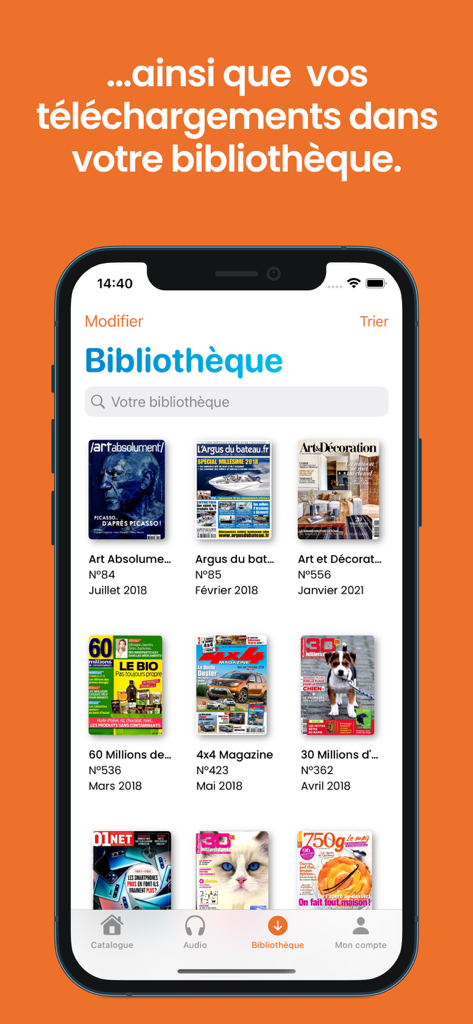 MyViapresse - Digital library interface of the MyViapresse app showcasing various French magazine covers