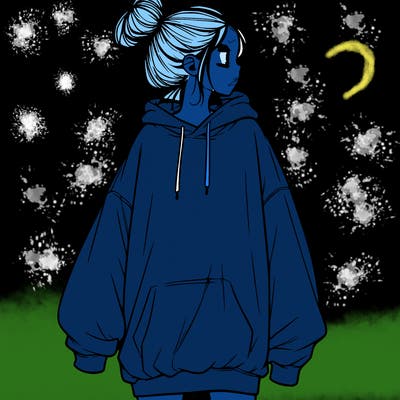 realistic girl with a oversized sweatshirt on and a bun