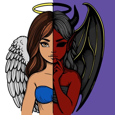 realistic angel half demon